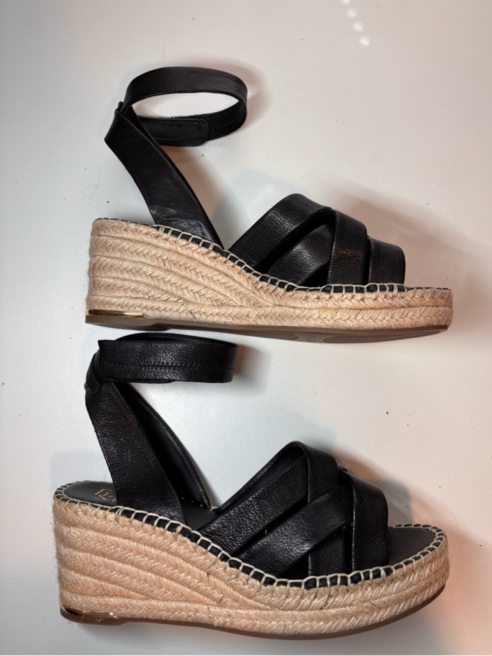 Franco Sarto black leather wedge sandals - Picture 8 of 8
